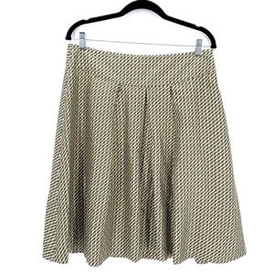 Banana Republic Geometric Silk Pleated Full Midi Length Skirt Brown Green Sz. 10